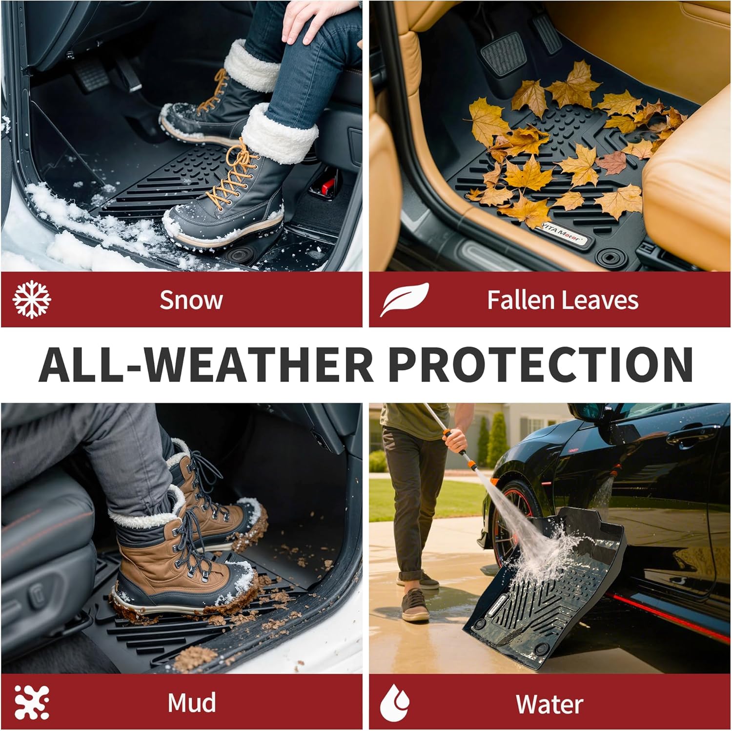 YITAMOTOR Floor Mats for 2019-2026 Chevrolet Silverado/GMC Sierra 1500 & 2020-2026 Chevy Silverado/GMC Sierra 2500HD/3500HD Crew Cab With Underseat Storage Box Bucket Seat, 1st & 2nd Row, Black